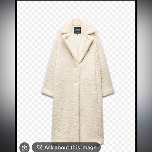 Zara Cream Long Teddy Coat